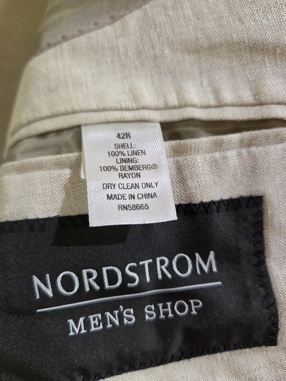 Nordstrom 100% Linen Tan Blazer Sport Coat Fratelli Ormezzano Men's 42R